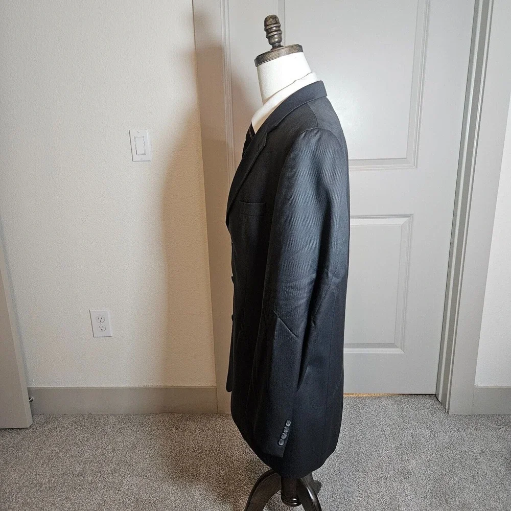 Ralph Lauren Suit Blazer Sport Coat Men 44L 100% Wool Textured‎ Gray